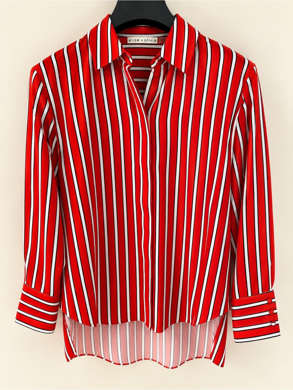 Alice + Olivia Dimitra Shirt-Red, White & Black Stripe - size S-NWT